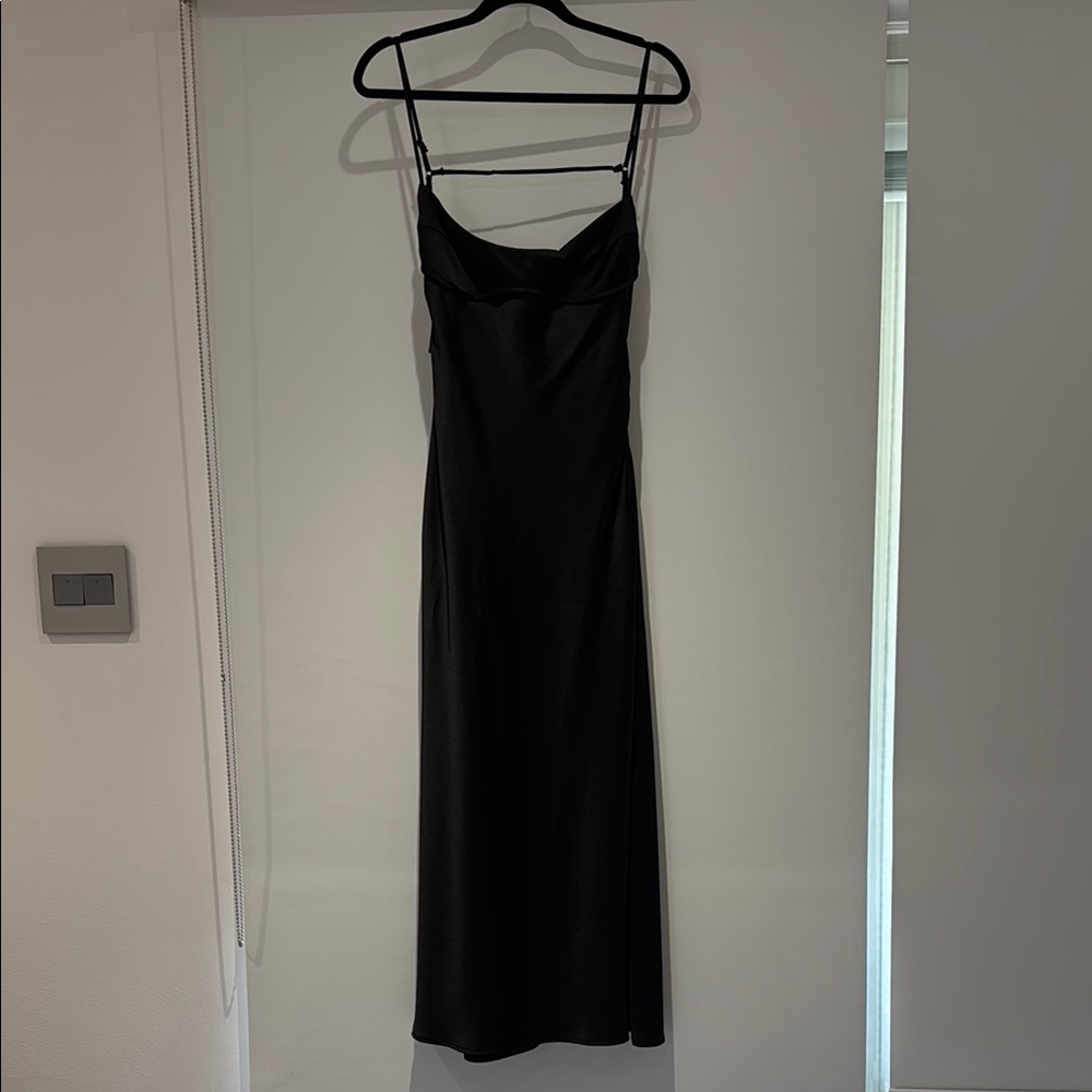 Zara Black Satin Maxi Slip Dress